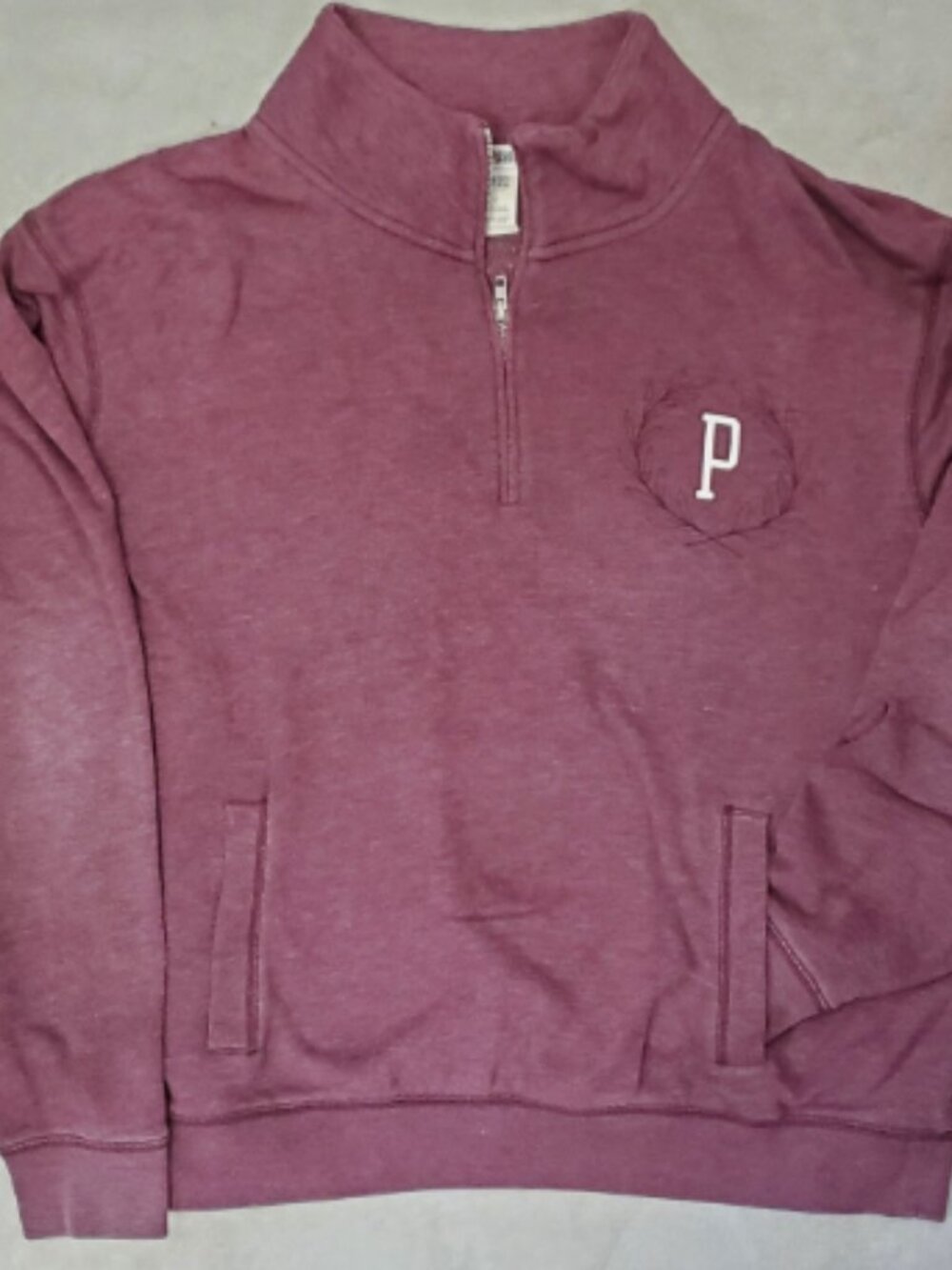 Victoria's Secret PINK Large Burgundy Pull Over Sweatshirt Quarter Zip Collared